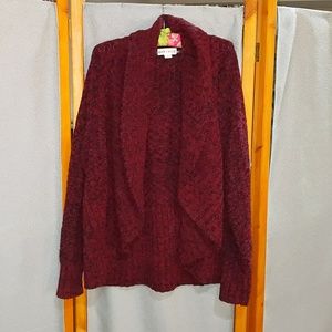Berry and black cocoon chenille sweater